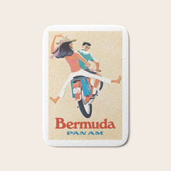 1960 Bermuda Pan American Airlines Travel Poster Bath Mat