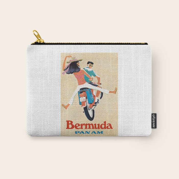 1960 Bermuda Pan American Airlines Travel Poster Carry All Pouch