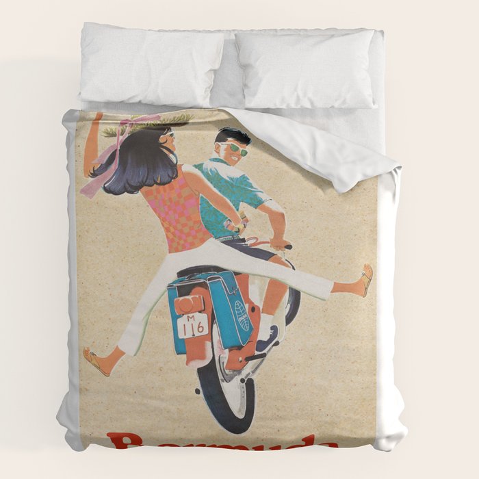 1960 Bermuda Pan American Airlines Travel Poster Duvet Cover