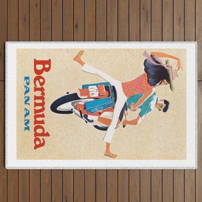 1960 Bermuda Pan American Airlines Travel Poster Outdoor Rug
