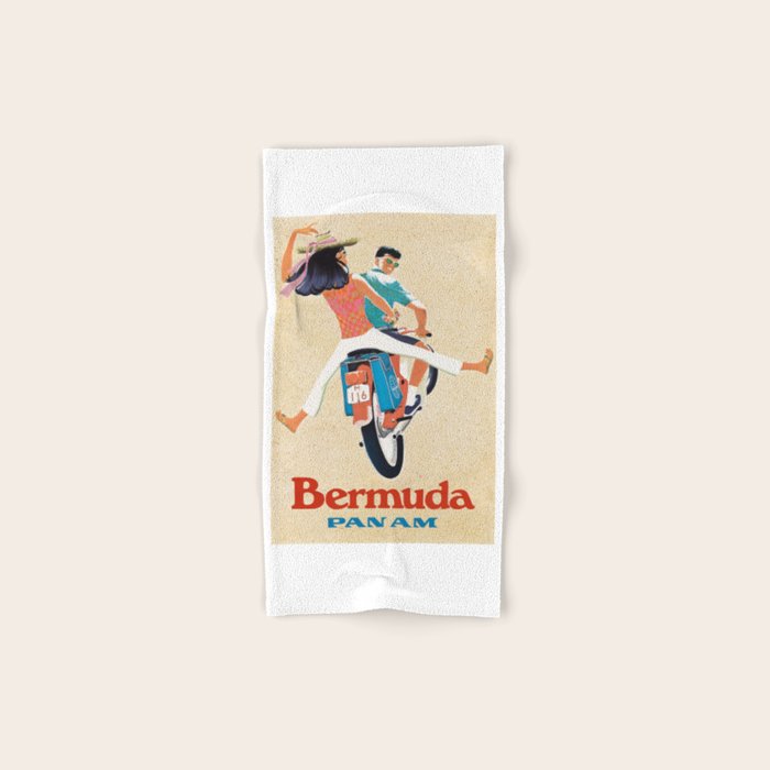 1960 Bermuda Pan American Airlines Travel Poster Bath Towel