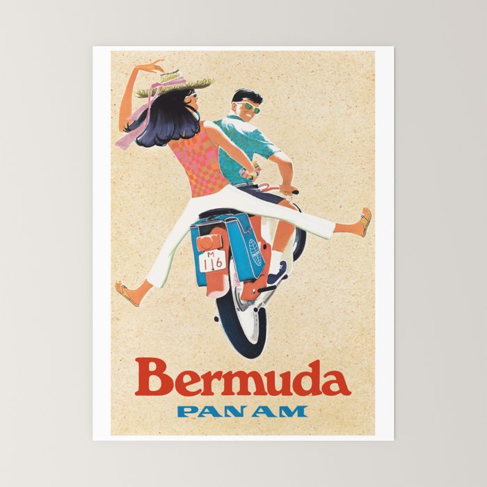 1960 Bermuda Pan American Airlines Travel Poster Mini Art Print