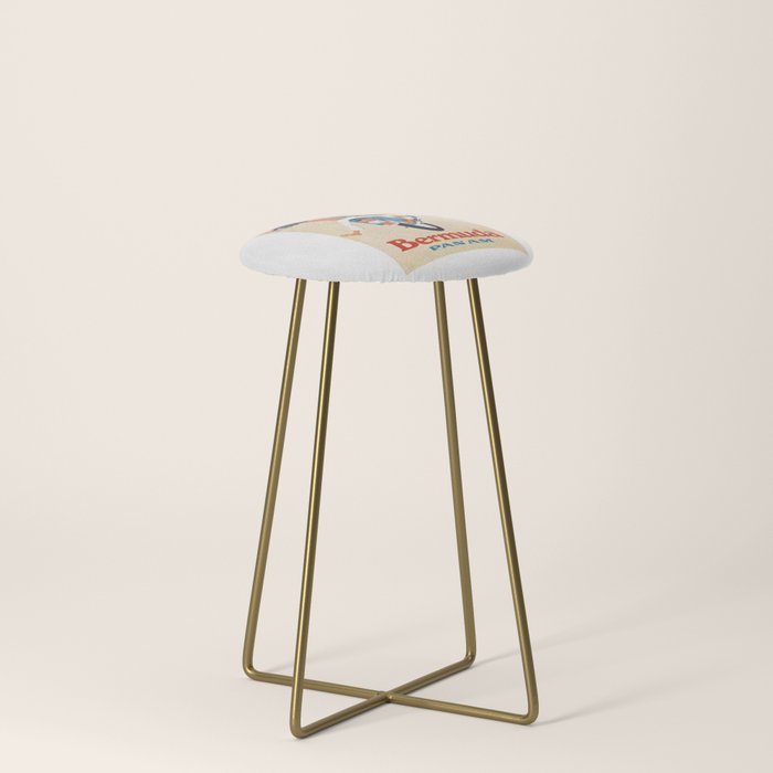 1960 Bermuda Pan American Airlines Travel Poster Stool