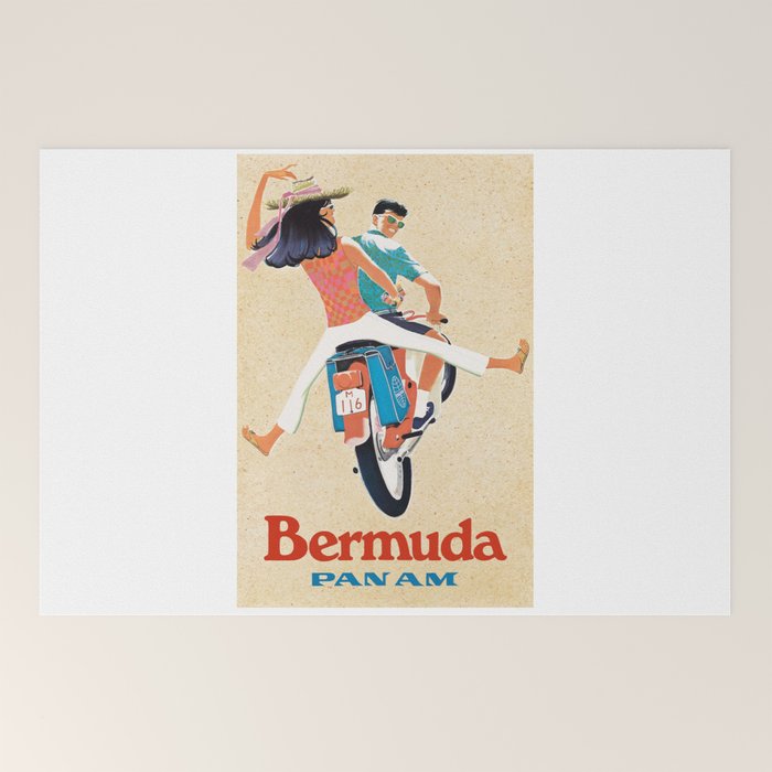 1960 Bermuda Pan American Airlines Travel Poster Welcome Mat