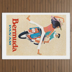 1960 Bermuda Pan American Airlines Travel Poster Outdoor Rug