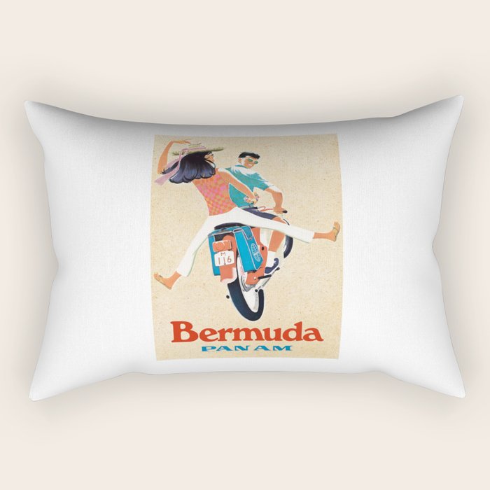 1960 Bermuda Pan American Airlines Travel Poster Rectangular Pillow