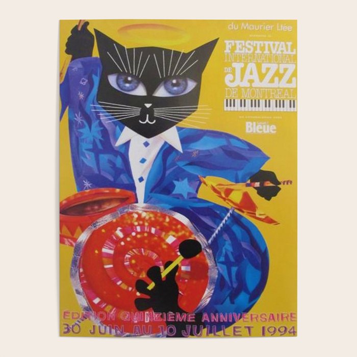 1994 Montreal Jazz Festival Cool Cat Poster No. 3 Gig Advertisement Poster