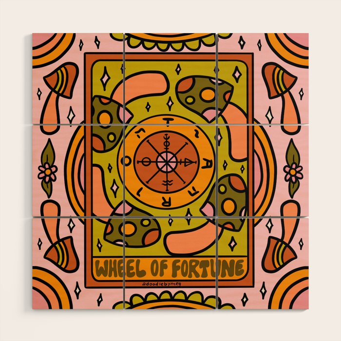 10. Wheel of Fortune Mushroom Wood Wall Art