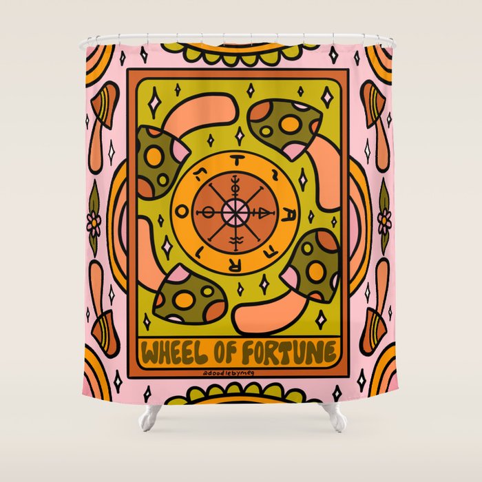 10. Wheel of Fortune Mushroom Shower Curtain