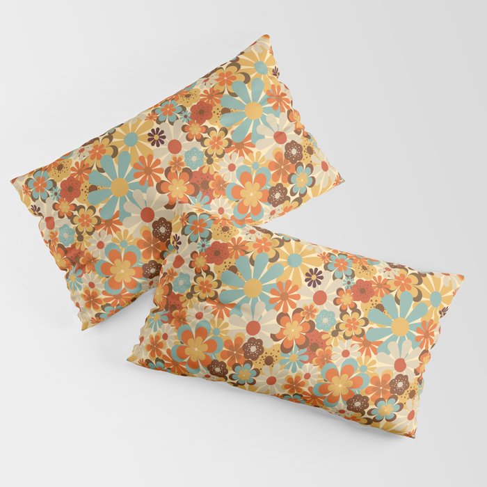 70's Retro Floral Patterned Prints Pillow Sham