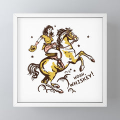 "Woah Whiskey" Western Pin Up Cowgirl & Her Horse Mini Art Print