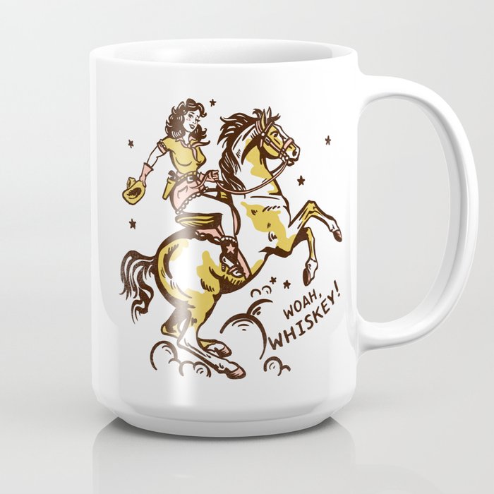 "Woah Whiskey" Western Pin Up Cowgirl & Her Horse Coffee Mug