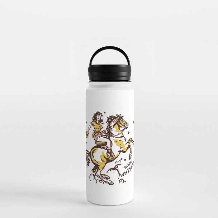 "Woah Whiskey" Western Pin Up Cowgirl & Her Horse Water Bottle