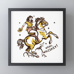 "Woah Whiskey" Western Pin Up Cowgirl & Her Horse Mini Art Print