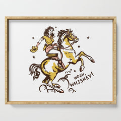 "Woah Whiskey" Western Pin Up Cowgirl & Her Horse Serving Tray