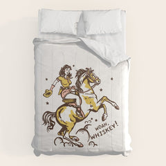 "Woah Whiskey" Western Pin Up Cowgirl & Her Horse Comforter