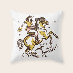 "Woah Whiskey" Western Pin Up Cowgirl & Her Horse Throw Pillow