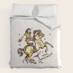 "Woah Whiskey" Western Pin Up Cowgirl & Her Horse Comforter