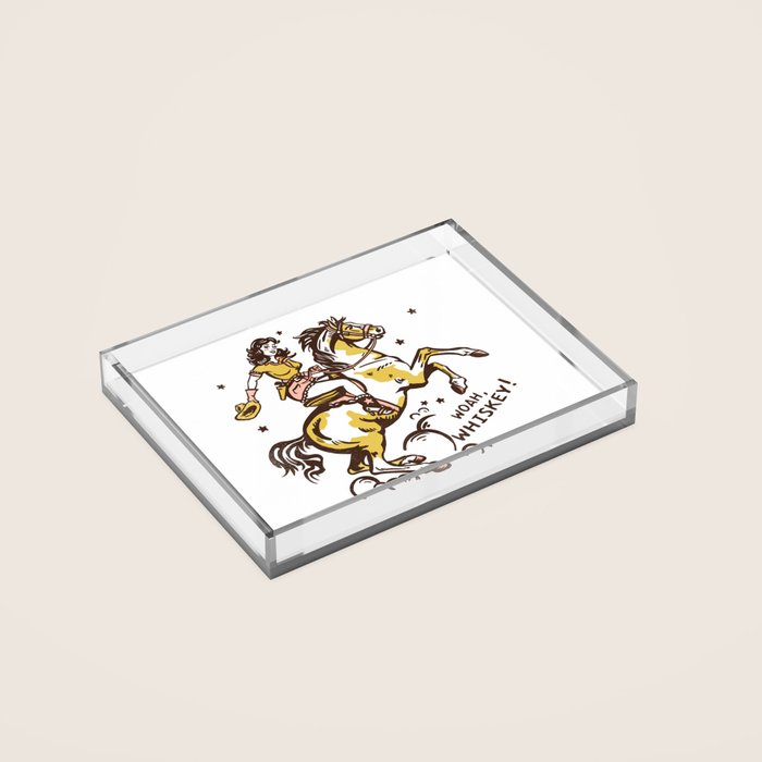 "Woah Whiskey" Western Pin Up Cowgirl & Her Horse Acrylic Tray