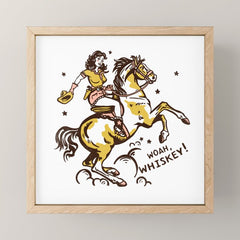 "Woah Whiskey" Western Pin Up Cowgirl & Her Horse Mini Art Print