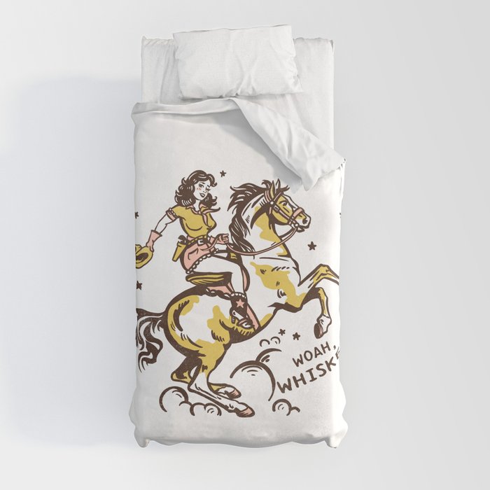 "Woah Whiskey" Western Pin Up Cowgirl & Her Horse Duvet Cover