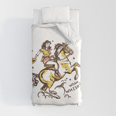 "Woah Whiskey" Western Pin Up Cowgirl & Her Horse Duvet Cover