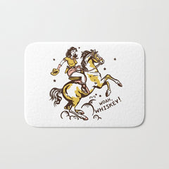 "Woah Whiskey" Western Pin Up Cowgirl & Her Horse Bath Mat