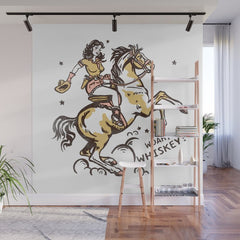 "Woah Whiskey" Western Pin Up Cowgirl & Her Horse Wall Mural