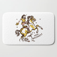 "Woah Whiskey" Western Pin Up Cowgirl & Her Horse Bath Mat
