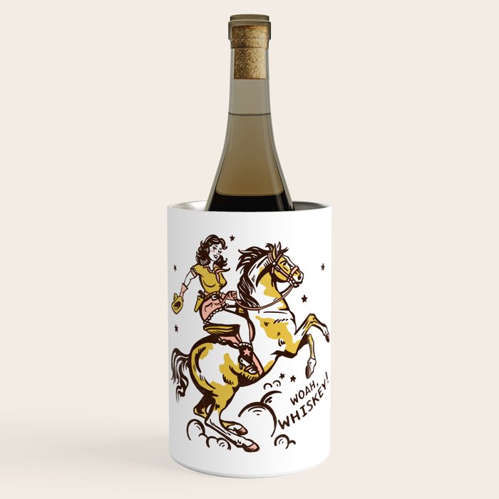 "Woah Whiskey" Western Pin Up Cowgirl & Her Horse Wine Chiller