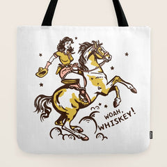 "Woah Whiskey" Western Pin Up Cowgirl & Her Horse Tote Bag
