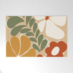 70s boho botanical flowers   Welcome Mat