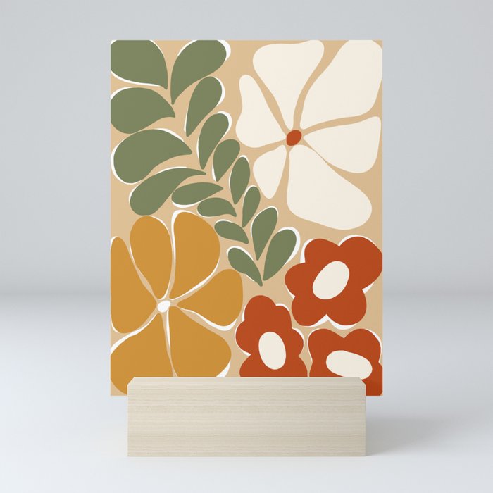 70s boho botanical flowers   Mini Art Print