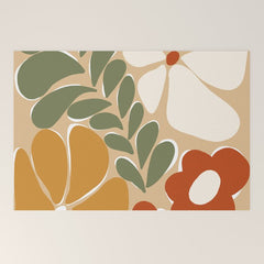 70s boho botanical flowers   Welcome Mat