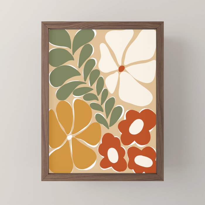 70s boho botanical flowers   Mini Art Print