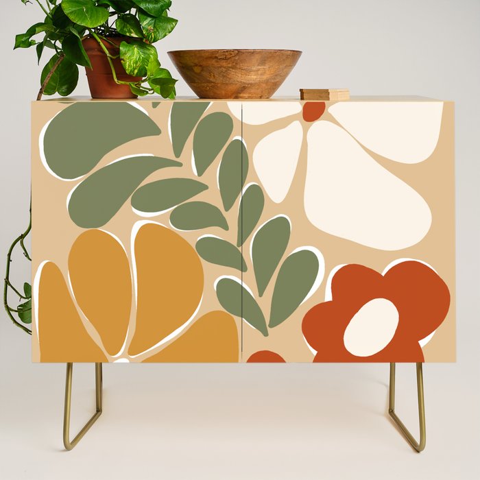 70s boho botanical flowers   Credenza