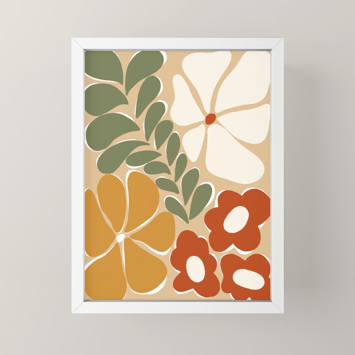 70s boho botanical flowers   Mini Art Print
