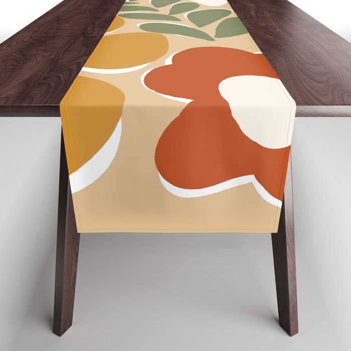 70s boho botanical flowers   Table Runner
