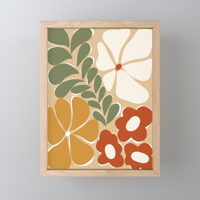 70s boho botanical flowers   Mini Art Print
