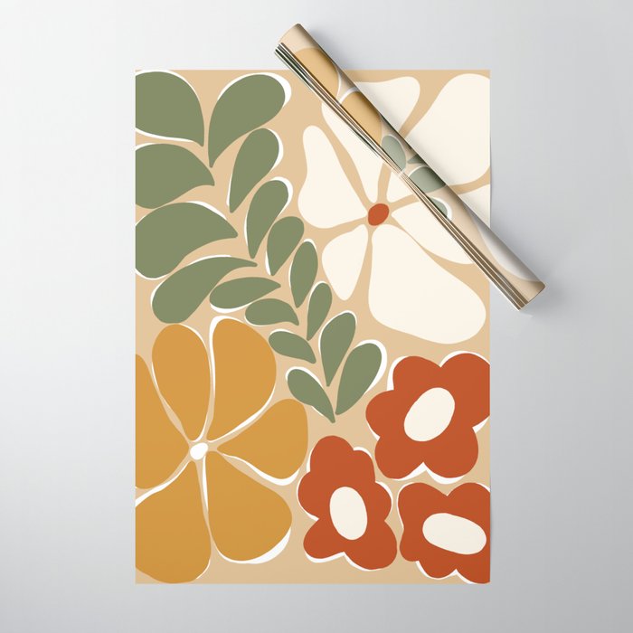 70s boho botanical flowers   Wrapping Paper