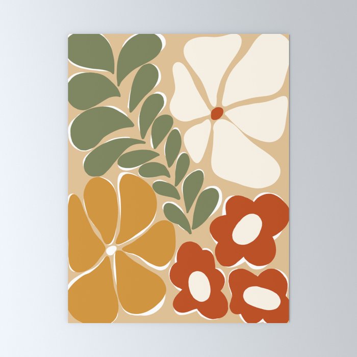 70s boho botanical flowers   Mini Art Print