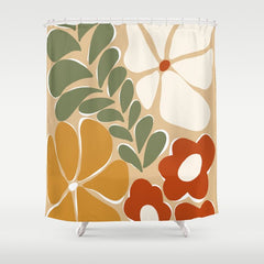 70s boho botanical flowers   Shower Curtain