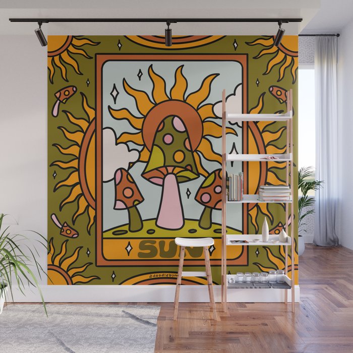 19. Sun Tarot Mushroom Wall Mural