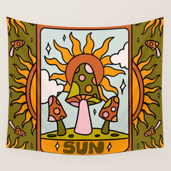 19. Sun Tarot Mushroom Wall Tapestry