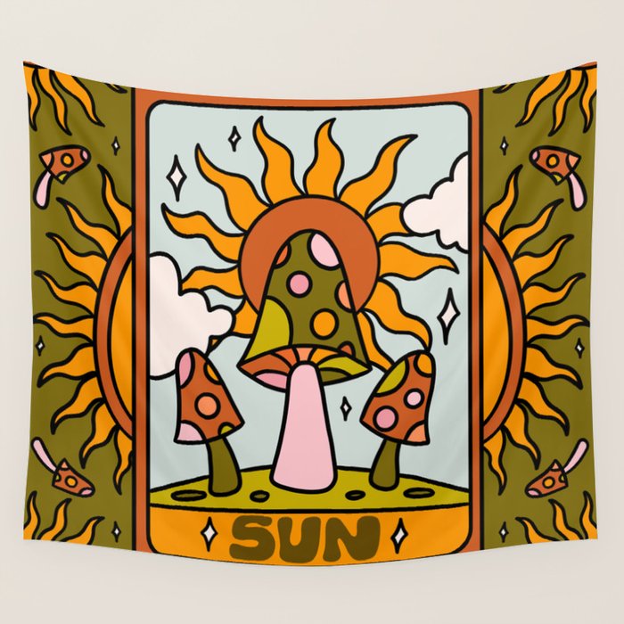 19. Sun Tarot Mushroom Wall Tapestry
