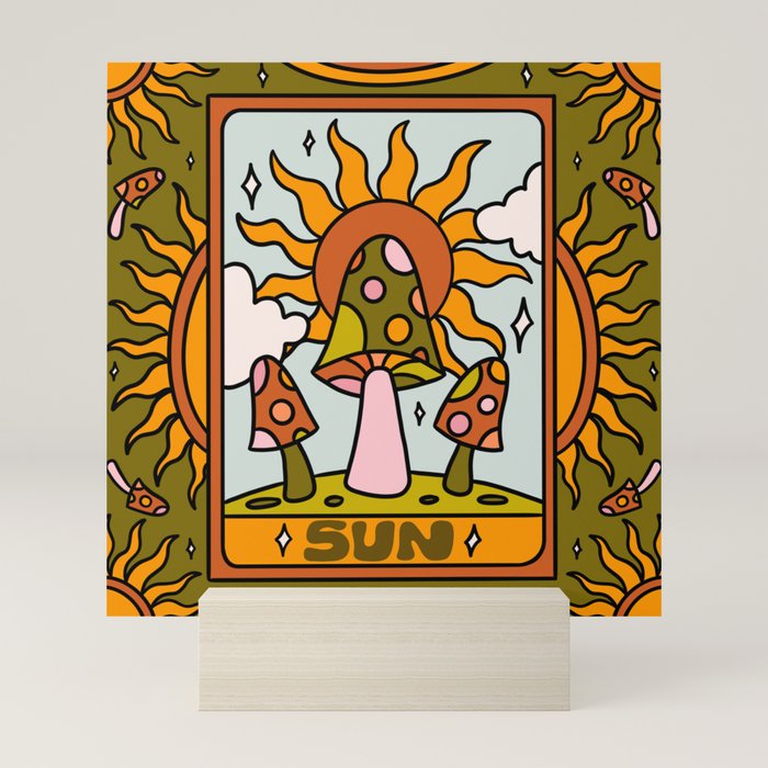 19. Sun Tarot Mushroom Mini Art Print