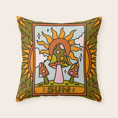 19. Sun Tarot Mushroom Throw Pillow