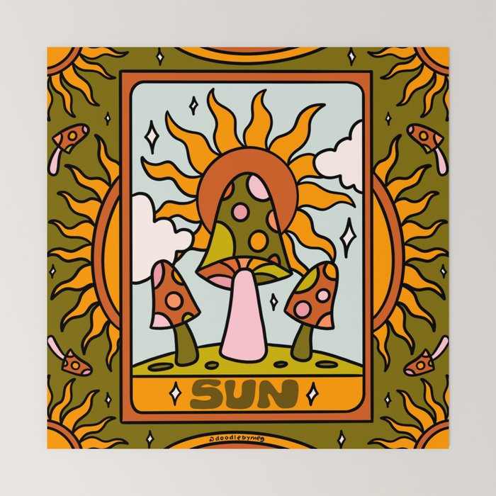 19. Sun Tarot Mushroom Mini Art Print