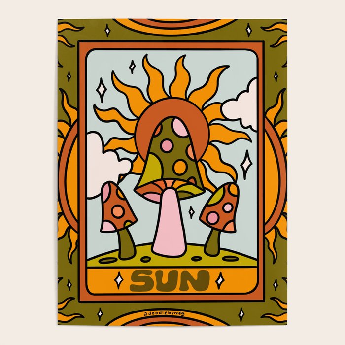 19. Sun Tarot Mushroom Poster