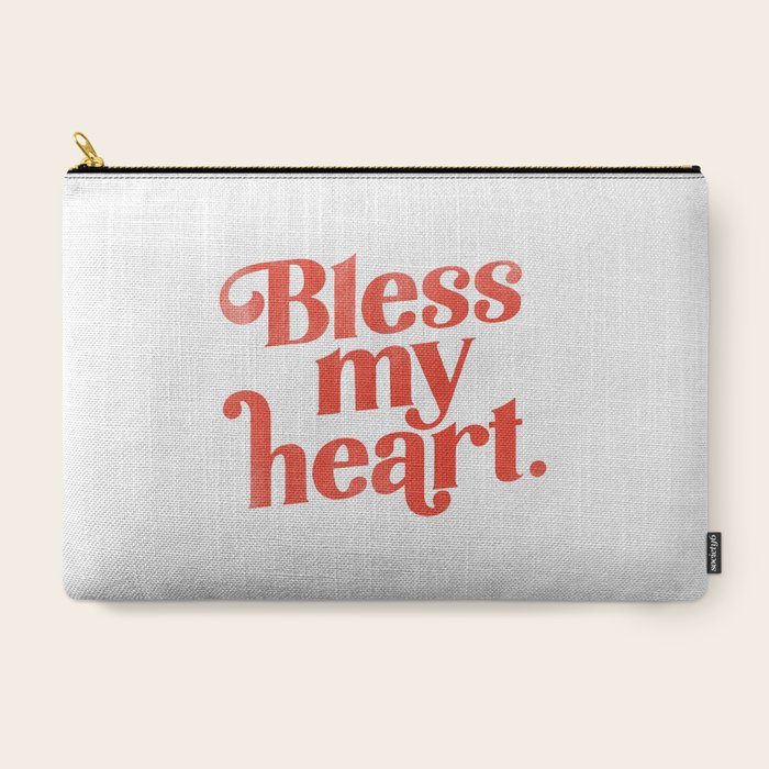 "Bless My Heart" Funny & Cute Red Typography Design Carry All Pouch